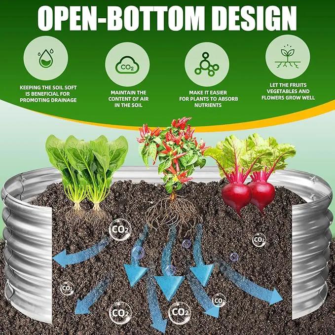 17" Tall Elevated Oval Metal Raised Garden Bed - 4ft x 2ft in Size and 0.8MM Thick Durable Planter Bed/Box for Vegetables Flowers Succulent at Patio/Garden Outdoor (Silver, 4X2X1.4 FT) by GreenHaven Gardens