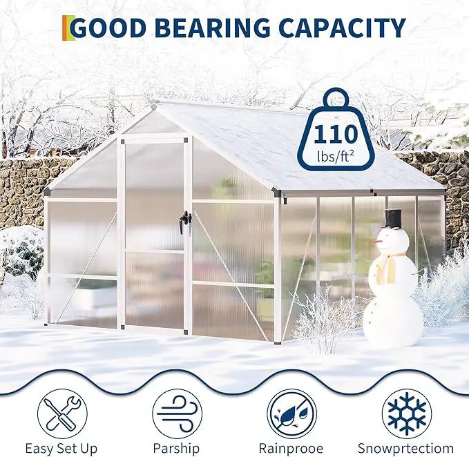 8 x 10 FT Greenhouse, Greenhouses for Outside, Polycarbonate Greenhouse with Aluminum Frame, Lockable Door and Ajustable Roof Vent for Backyard, Green Houses for Outside Garden Backyard, Patio by GreenHaven Gardens