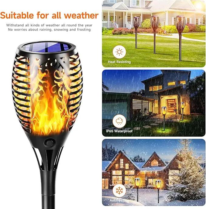 Upgraded Larger Solar Lights Outdoor, Solar Torch Light with Flickering Flame, Solar Garden Lights, Waterproof Solar Powered Outdoor Lights, Outdoor Patio Channel Garden Decoration (Orange, 4Pack) by GreenHaven Gardens