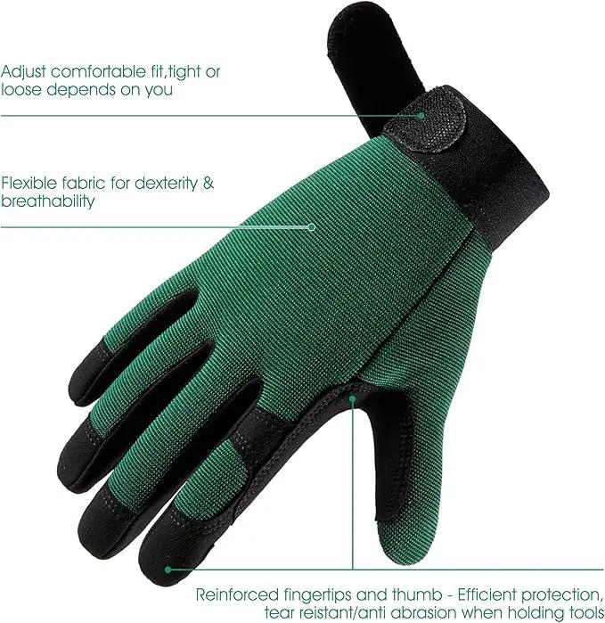 COOLJOB Thorn Proof Garden Gloves with Touchscreen Fingers for Men, Rose Pruning Work Gloves with Palm Cushion for Gardener, Farmer and Landscaper (Green 1 Pair Small) by GreenHaven Gardens