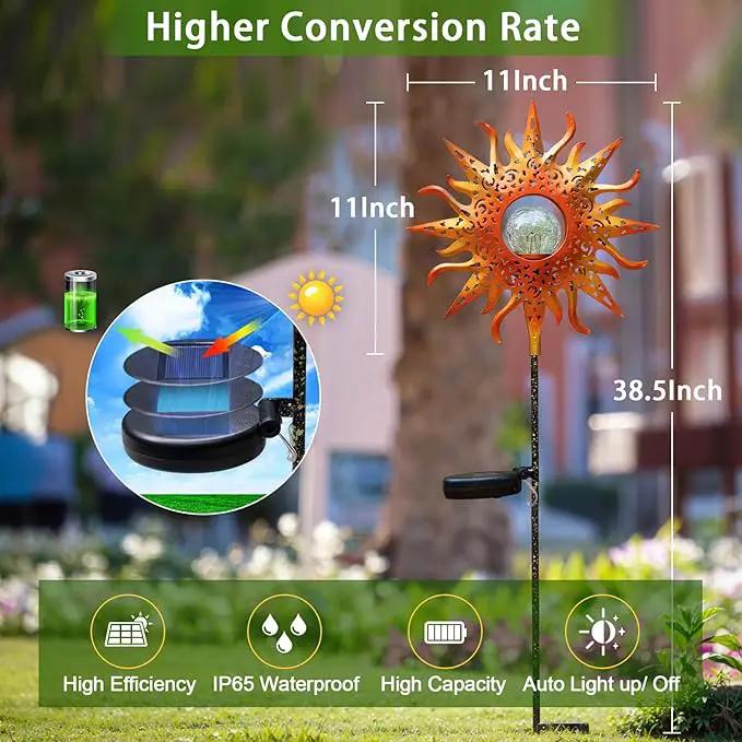 TAKE ME Sun Solar Lights Garden Outdoor Waterproof Metal Stakes for Patio Yard Walkway LawnPatio Mothers Day Gifts Mom Wife Grandma (Red Sun) by GreenHaven Gardens
