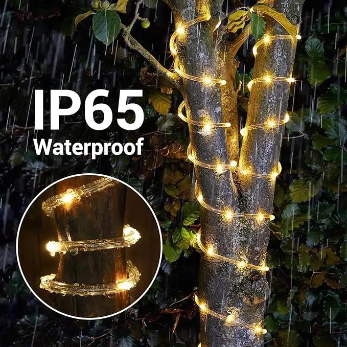 Solar Rope Lights, 66ft 200LED String, 8 Modes Waterproof Powered Outdoor, Flexible Clear Tube for Garden, Backyard, Patio, Deck, Porch, Pool, Tree Decor - Warm White by GreenHaven Gardens