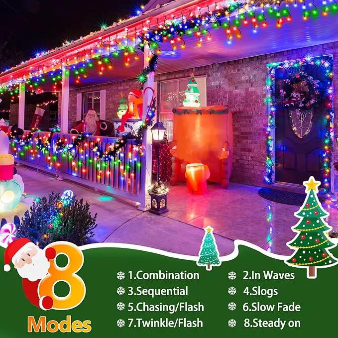 Hezbjiti 400LED Christmas Lights Outdoor 33FT Icicle Lights Dark Green Wire LED Icicle Lights Outdoor with 8 Modes 75 Drops Fairy String Lights for Christmas Decor Eaves Party Yard Garden by GreenHaven Gardens
