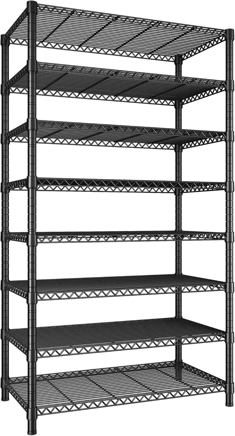 REIBII 8 Tier Metal Shelving 75"H Storage Shelves Tall Wire Shelving Unit Adjustable Detachable Storage Shelves for Laundry Pantry Kitchen Commercial school 1040LBS Storage Rack 75"H X 35"W X 14"D