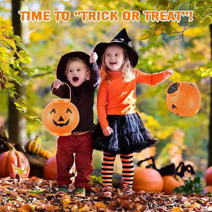 Halloween Decoration Hanging Solar Lantern Outdoor - Solar Powered Pumpkin Led Jack-O Lights, Waterproof Halloween Decor Metal Round Lantern for Yard, Patio, Pathway, Porch, Lawn, Garden, Outside by GreenHaven Gardens
