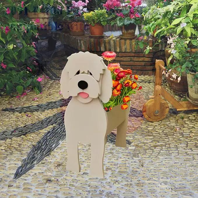 Golden Doodle Dog Planter Plant Pots,Cute Garden Dog Flower Planter,Large Dog Planters Birthday Gifts for Women,Office,Indoor/Outdoor Decor（9.84 * 9.06 * 17in） by GreenHaven Gardens