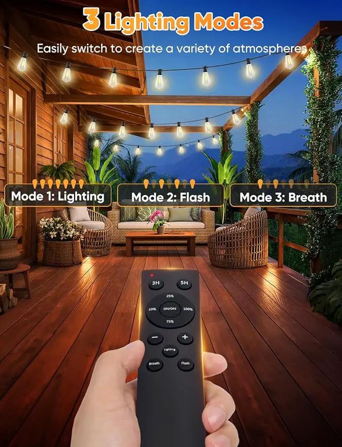 Brightever 120FT LED Outdoor String Lights with Remote, Patio Lights Outdoor Waterproof with 36+2 Shatterproof ST38 LED Bulbs, Dimmable Outside Hanging Light for Porch, Garden, Backyard, Cafe, 2700K by GreenHaven Gardens