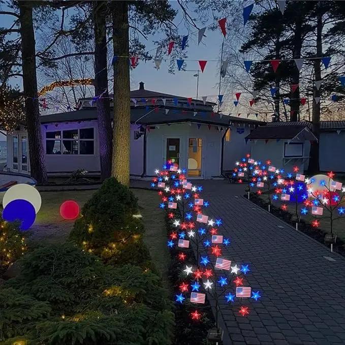 Upgraded 4th of July Decorations Solar Lights, 2 Packs 40LED Red White and Blue 4th of July Stake Lights, Outdoor Waterproof Memorial Day Decorations Patriotic Lights for Garden Yard Pathway Grave by GreenHaven Gardens