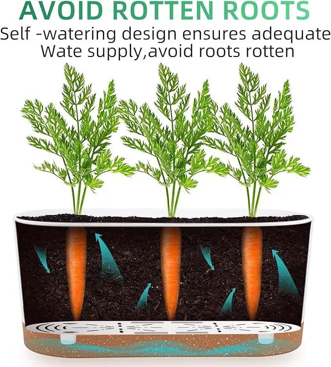 QCQHDU 16" L x 7.6" W x 7" H Window Planter Box, 2 Pack Self Watering Pots for Indoor Plants with Drainage Holes & Saucer, Outdoor Flower Pots Home Garden Modern Decor by GreenHaven Gardens