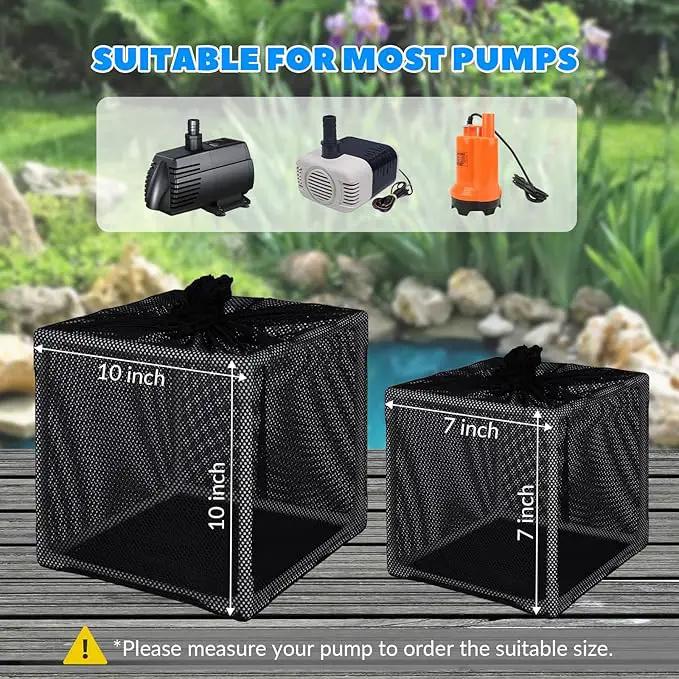 Pond Filter Box, Anti-Clogging Pond Filters for Outdoor Ponds Nylon Media Mesh Water Pump Cover Barrier Bag with Drawstring, Pond Pump Filter Bag (10 Inch) by GreenHaven Gardens