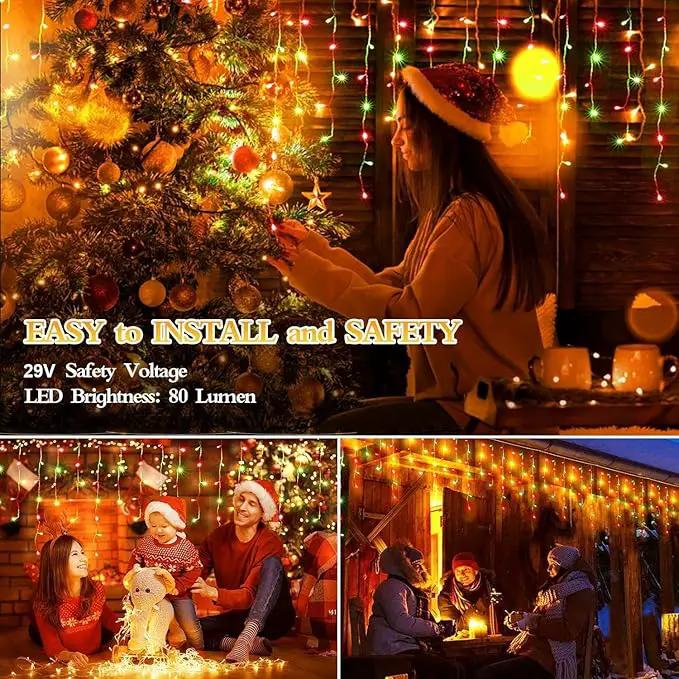 480 LED 49FT Christmas Lights Plug in 8 Modes with Timer Dimmable Christmas Decorations Outdoor Waterproof Indoor Curtain String Lights for Roof Porch Garden Holiday Wedding Party Decor Red + Green by GreenHaven Gardens