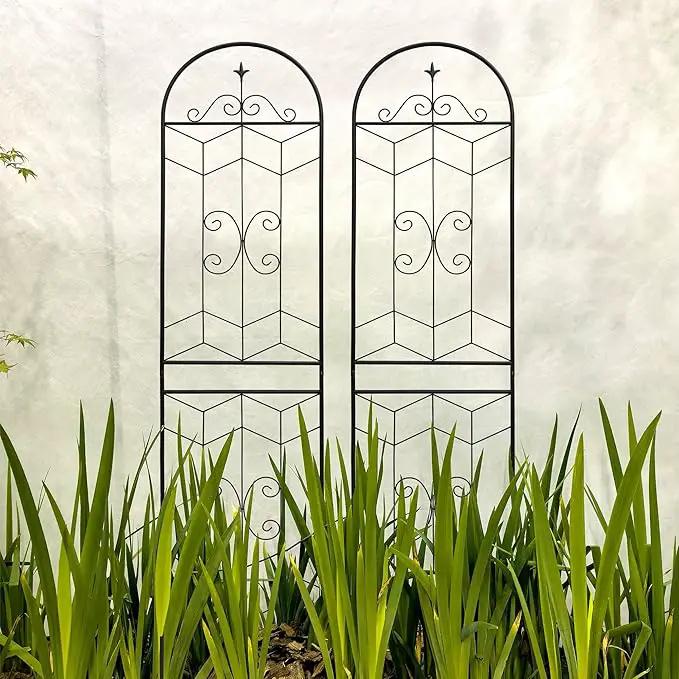 Metal Garden Trellis Rustproof Trellis for Climbing Plants Outdoor Flower Support (Black-2 Pack, 86.7"x19.7") by GreenHaven Gardens