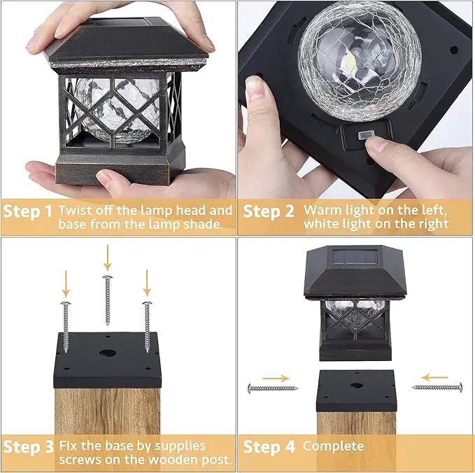 TWINSLUXES Solar Cap Lights Outdoor - Waterproof LED Fence Solar Lights for 3.5x3.5/4x4/5x5 Wood Posts in Patio, Deck or Garden Decoration by GreenHaven Gardens