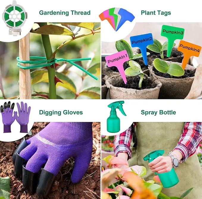 Garden Tools Set 83 Piece, Succulent Tools Set Included, Heavy Duty Aluminum Gardening Tools for Gardening, Non-Slip Ergonomic Handle, Durable Storage Tote Bag, Gifts for Men Women by GreenHaven Gardens