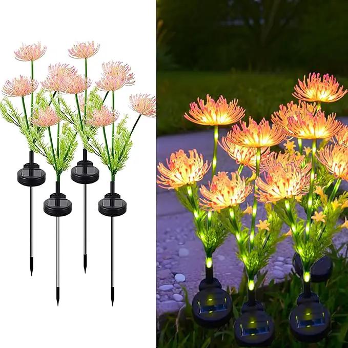 Solar Flower Lights for Garden Decor, 4Pack Pink Flowers with Green Stems, Solar Panel and Stake, Waterproof Solar Plant Lights for Outdoor Yard, Lawn, Path Decorations by GreenHaven Gardens
