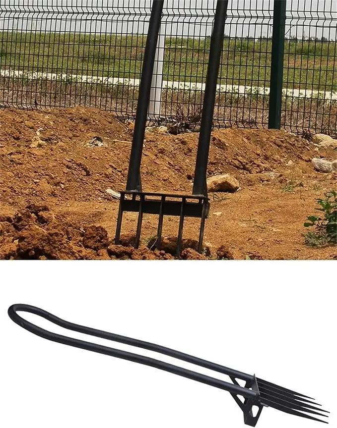 Heavy Duty Pitch Fork 46“ Steel Long Handle, Garden Broad Fork Loosening Soil & Breaks up Dirt, Garden Tool Claw Weeder Strengthening 5 Tines by GreenHaven Gardens