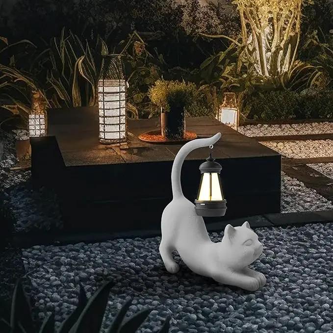 Solar Cat Garden Statue 15 Inch Porch Patio Decor for Outside Yard Decoration Outdoor Unique Housewarming Gardening Birthday Gifts for Cat Lovers Women Grandma by GreenHaven Gardens