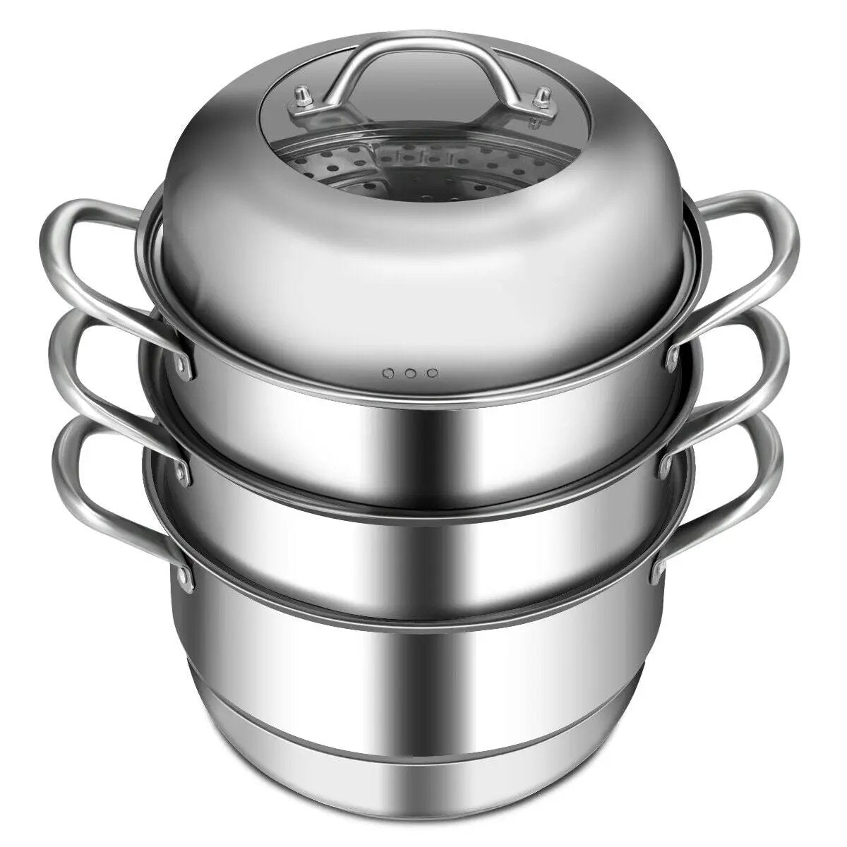 3 Tier Stainless Steel Cookware Pot Saucepot Steamer by DirectDeals