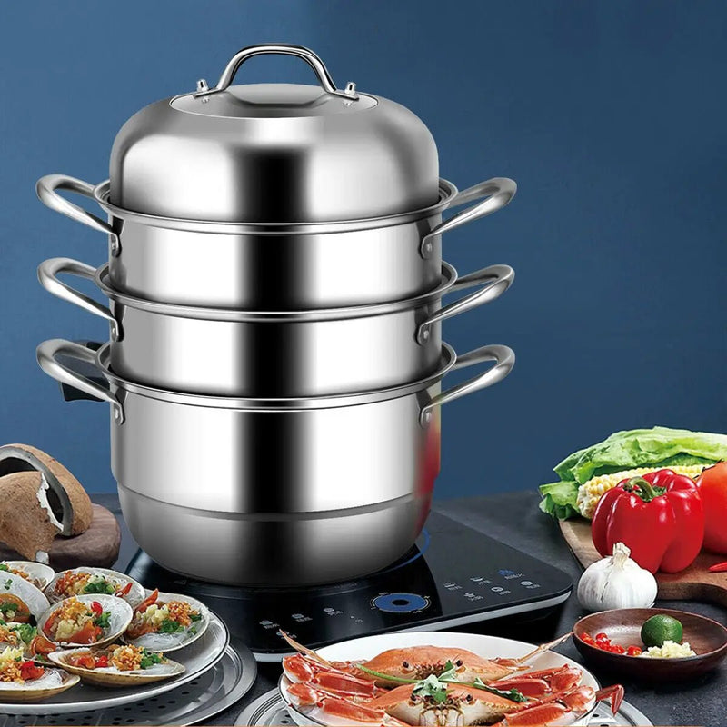 3 Tier Stainless Steel Cookware Pot Saucepot Steamer by DirectDeals