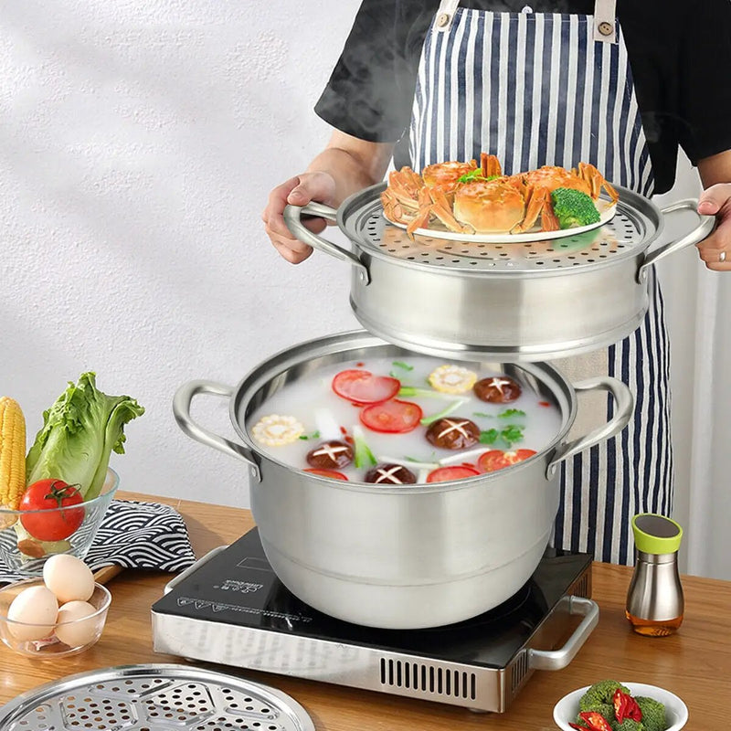3 Tier Stainless Steel Cookware Pot Saucepot Steamer by DirectDeals