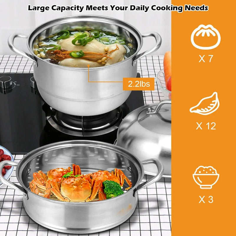 3 Tier Stainless Steel Cookware Pot Saucepot Steamer by DirectDeals