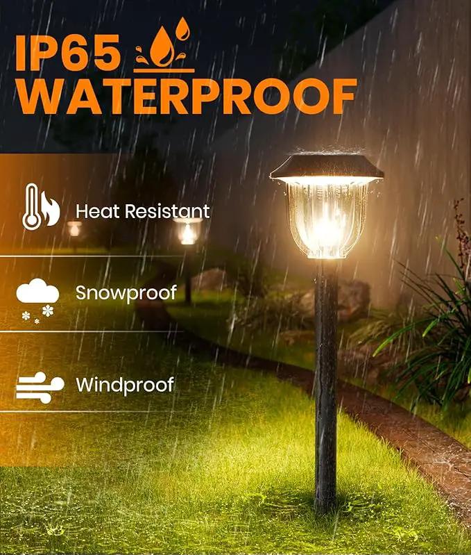 AOSEA Solar Outdoor Lights, IP 65 Waterproof Solar Powered Driveway Lights, Auto On/Off Path Landscape Lighting for Yard, Patio, Landscape, Pathway, Warm White(2 Pack) by GreenHaven Gardens