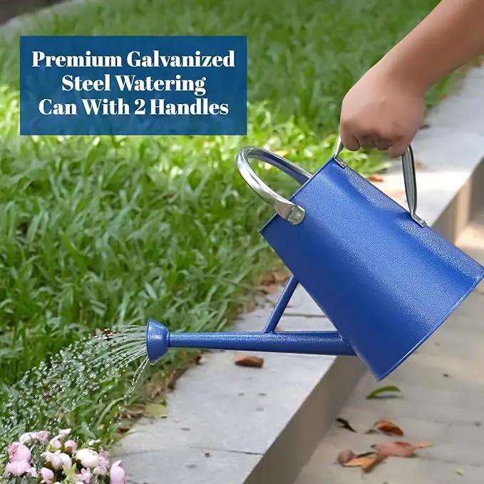1.5 Gallon Watering Can for Outdoor Plants,Large Metal Plant Watering Pot with Removable Spout,Flower Garden Water Can Watering Pot,Galvanized Steel Watering Can with Stainless Steel Handles，Navy by GreenHaven Gardens