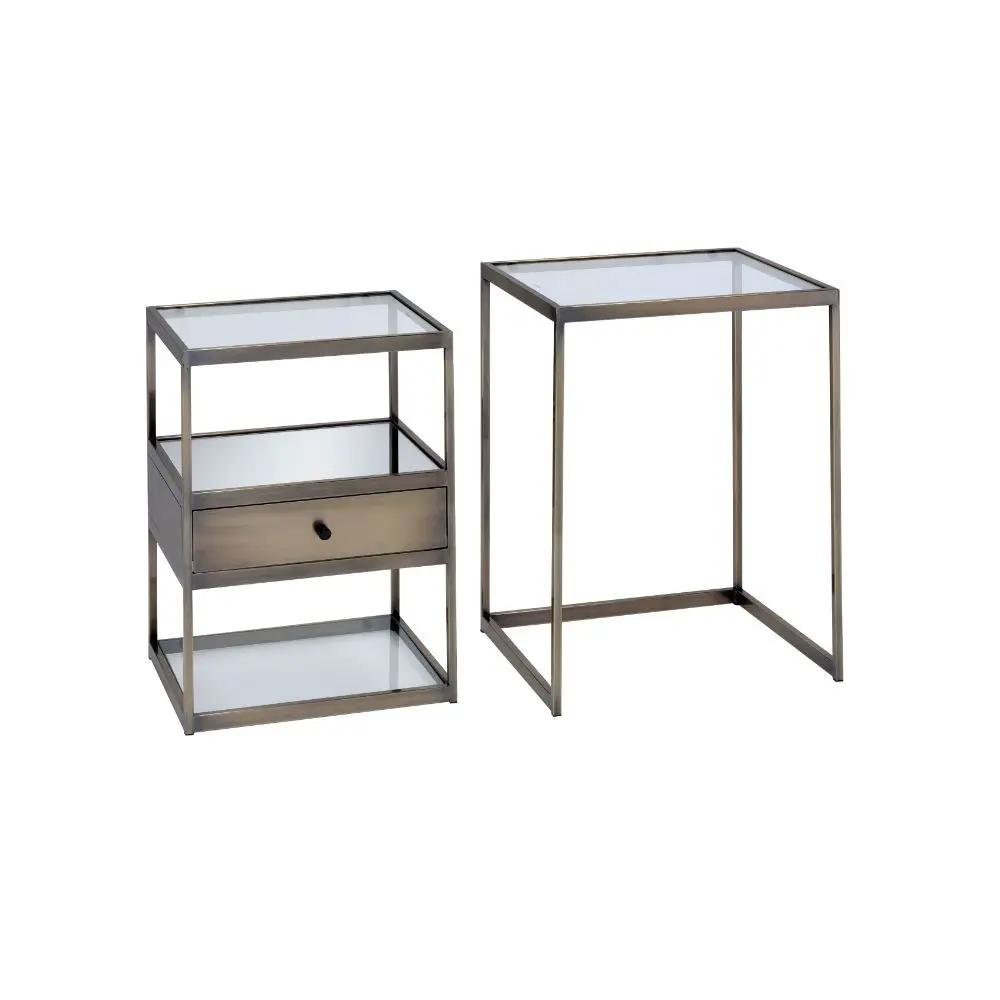 Enca - Nesting Table Set - Clear Glass & Antique Brass by Unique Piece Furniture