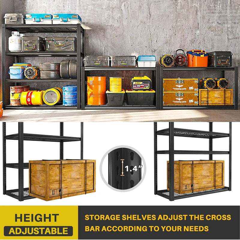 REIBII 40" W Garage Shelving 2240 LBS Storage Shelves Adjustable Metal Shelving Heavy Duty 4 Tier Metal Shelves for Garage Kitchen Pantry Warehouse Basement 40" W × 19.5" D × 59.5" H by GreenHaven Gardens