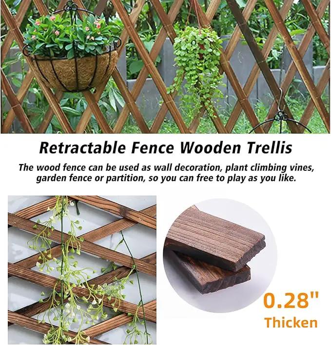 4 PCS Expandable Garden Trellis, 12" x 75" Wooden Lattice Fence Wall Panel Stretchable Decorative Fences Lattice Trellis for Climbing Plants Outdoor Ivy Vine Rose Clematis Garden Patio Room Decor (4) by GreenHaven Gardens