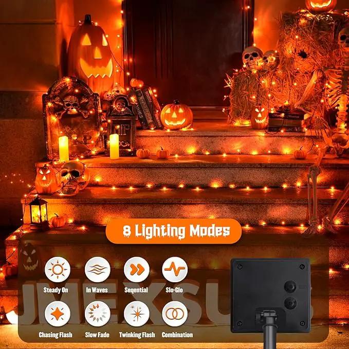 JMEXSUSS 2 Pack Orange Solar Halloween Lights, Total 400 LED 151FT Solar String Lights Outdoor Waterproof, 8 Modes Halloween Lights for Outside Tree Patio Yard Garden Halloween Decorations by GreenHaven Gardens