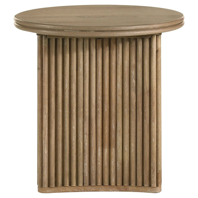 Adina 3-piece Round Coffee Table Set Distressed Light Brown by Unique Piece Furniture