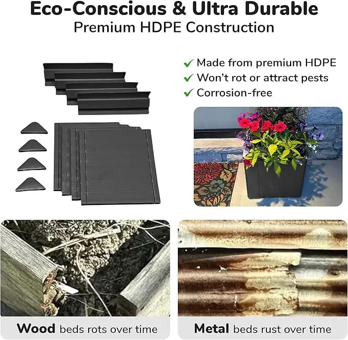 Raised Garden Bed - 1x1 ft Planter Box - Black HDPE - No Tools Needed - DIY Kit for Urban Gardening, Flowers, Herbs & Vegetables - Made in The USA - 2 Pack by GreenHaven Gardens