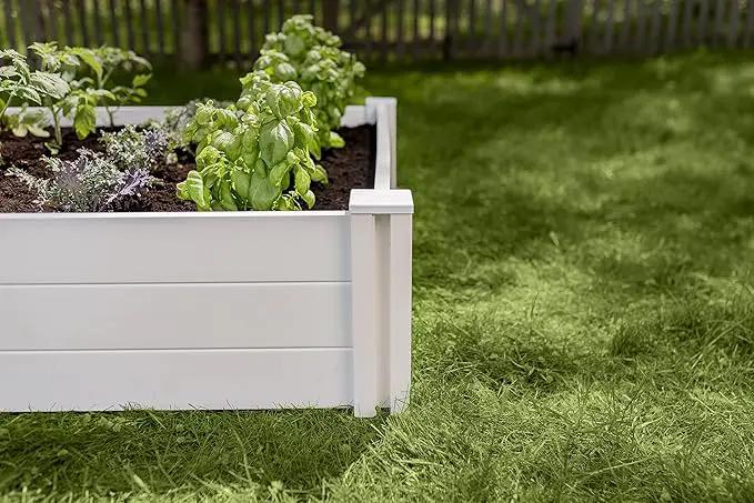 Vita Classic 4 Foot x 4 Foot x 11 inch White Vinyl Raised Modular Garden Bed, White, PVC, BPA and Pthalate Free, VT17108 by GreenHaven Gardens