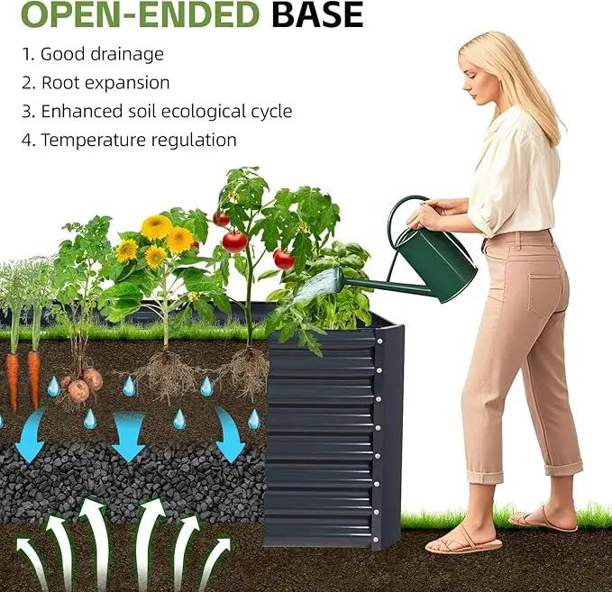 4x2x2ft Raised Garden Bed - Galvanized Deep Root Planter Boxes Outdoor with Wing Nuts and Safety Edges for Gardening Vegetables, Flowers, Herbs, Succulents - Gray by GreenHaven Gardens