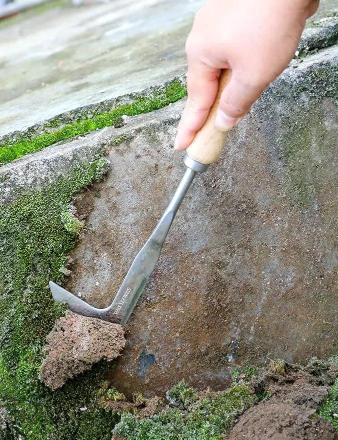2 Pack Weed Puller, Manual Hand Weeder Paver, Stainless Steel Crevice Weeding Digger Tool, Paving Brick Moss Removal, L-Shape Gardening Crack Sickle for Sidewalk, Patio, Lawn Edger and Driveway by GreenHaven Gardens