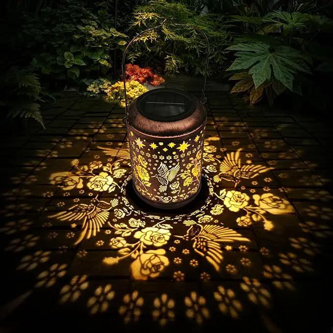 Kaixoxin 2 Pack Solar Garden Decor Metal Lantern Hummingbird Table Lamp Bronze Outdoor Dercoration Great Gift for Women Mon Grandma Hanging Lights for Patio Courtyard Garden by GreenHaven Gardens