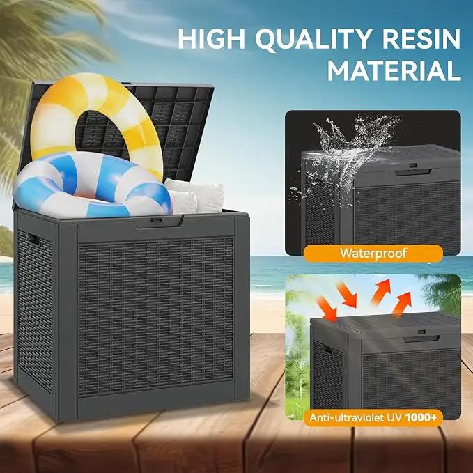 KAMABOKO 31 Gallon Outdoor Storage Box, Resin Deck Boxes Indoor and outdoor, Waterproof Storage Box Lockable Lid for Garden Tools, Package Delivery, Pool Supplies, Patio Cushions, Black by GreenHaven Gardens
