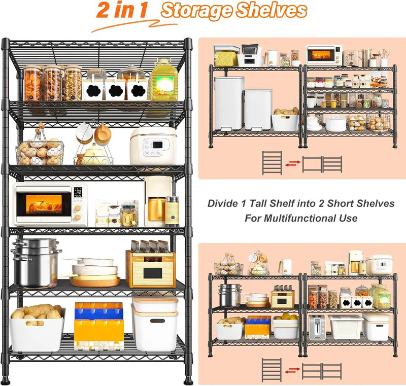 REIBII 6 Tier Shelf Metal Shelving 70"H Storage Shelves Sturdy Wire Rack Shelf Units Adjustable Detachable Storage Shelving Unit for Kitchen Laundry Pantry Garage Commercial 71"H x 21.65"W x 11.8"D by GreenHaven Gardens