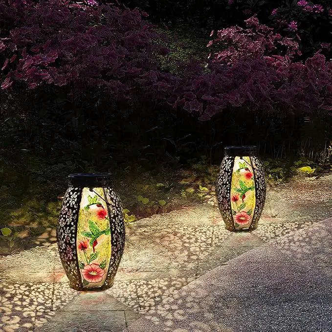 Outdoor Solar Lantern-Waterproof Hummingbird Hanging Metal Decorative Lights for Patio Table Garden Pathway Yard with Super Bright Warm White LED, Large Solar Panels, Auto On/Off by GreenHaven Gardens