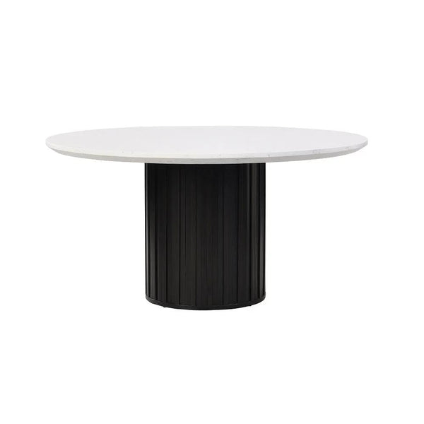Jaramillo - Round Dining Table With Engineered Marble Top - Engineered Marble Top & Black