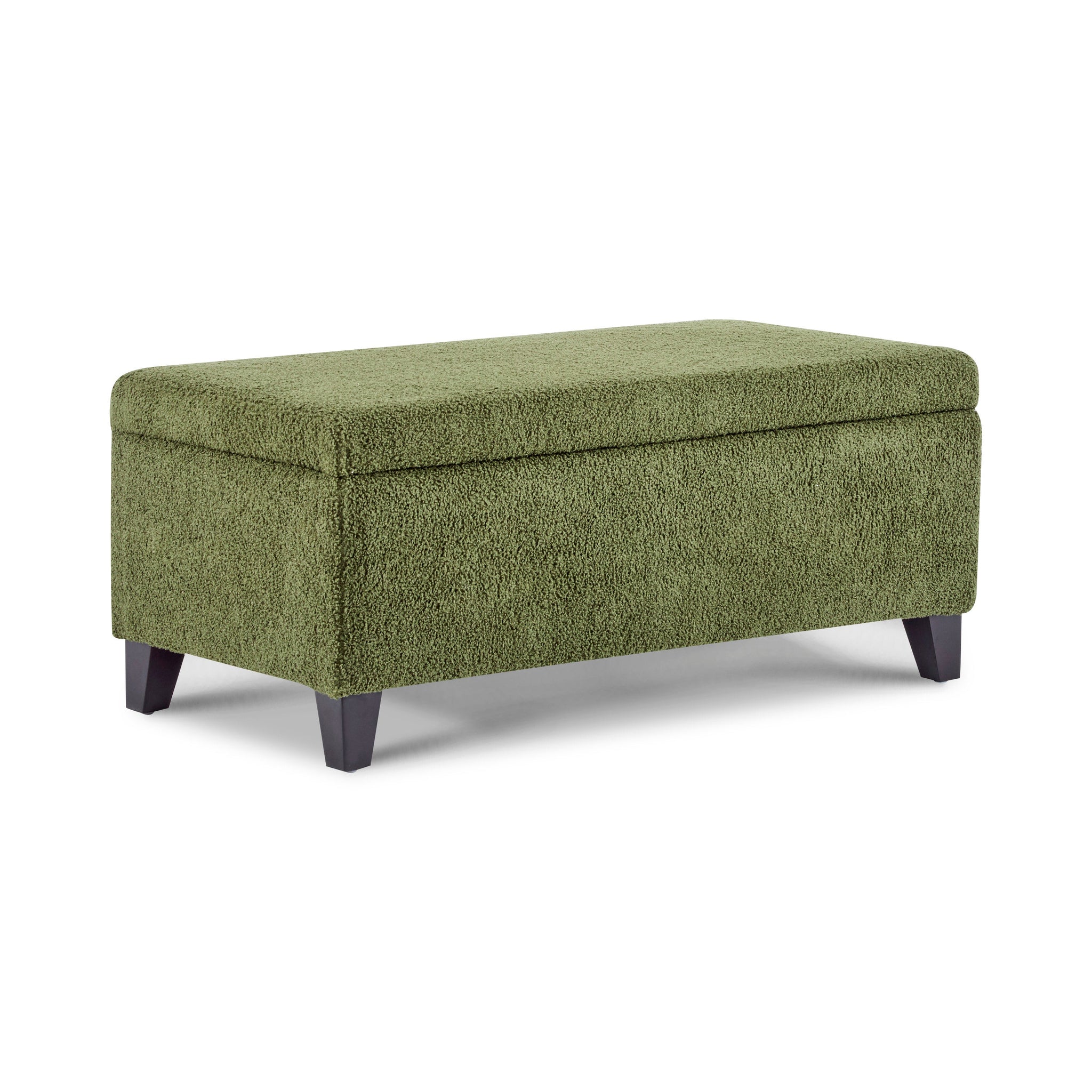 Storage Ottoman with Flip-Top Lid, Easy Assembly, Boucle Fabric & Rubber Wood Legs by HouseOfZazla