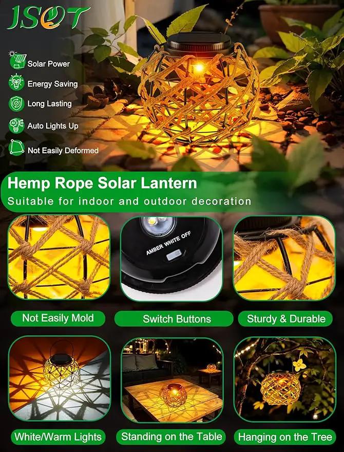 JSOT Solar Hanging Lights - Outdoor Lanterns Solar Light for Outside Hanging Lanterns Decorative Gifts for Women Front Porch Patio Yard Garden Tree Warm White 1 Pack by GreenHaven Gardens