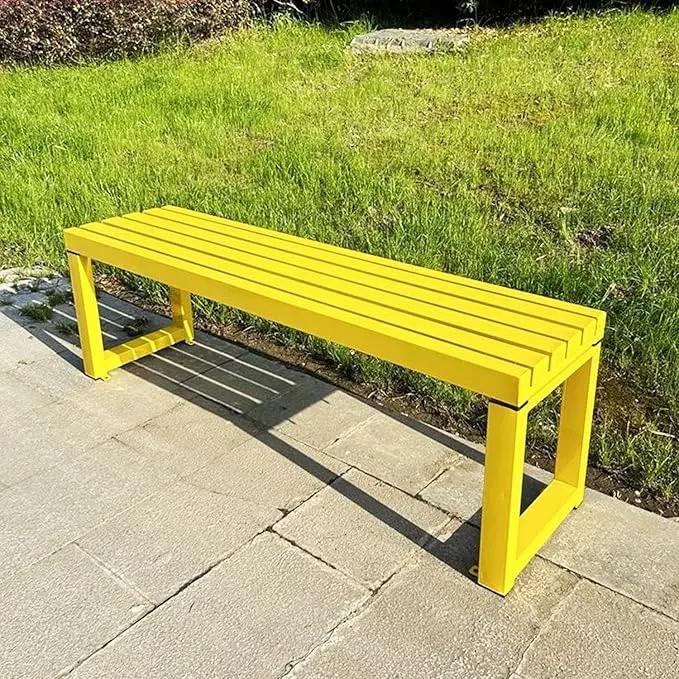 Weatherproof Metal Dining Bench, Outdoor Bench Backless Patio Bench 2-Person Farmhouse Bench Garden Bench for Kitchen, Living Room, Entryway(Yellow,47in) by GreenHaven Gardens