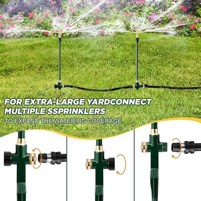 3-Arm Garden Sprinkler,360 Degree Rotating Lawn Sprinklers with Adjustable Tripod Base,Yard Sprinkler for Large Area Coverage,Hose Attachment Water Sprayer for Lawn,Garden,Animal Deterrent by GreenHaven Gardens