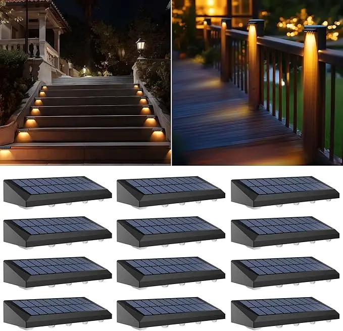 Solar Fence Lights Outdoor Waterproof IP65, 12 Pack Fence Lights Solar Powered 60 Lumens Auto On/Off Step Wall Lights Outside Decorations for Yard, Porch, Patio, Stairs, Pool, Deck, Garden- Warm Light by GreenHaven Gardens