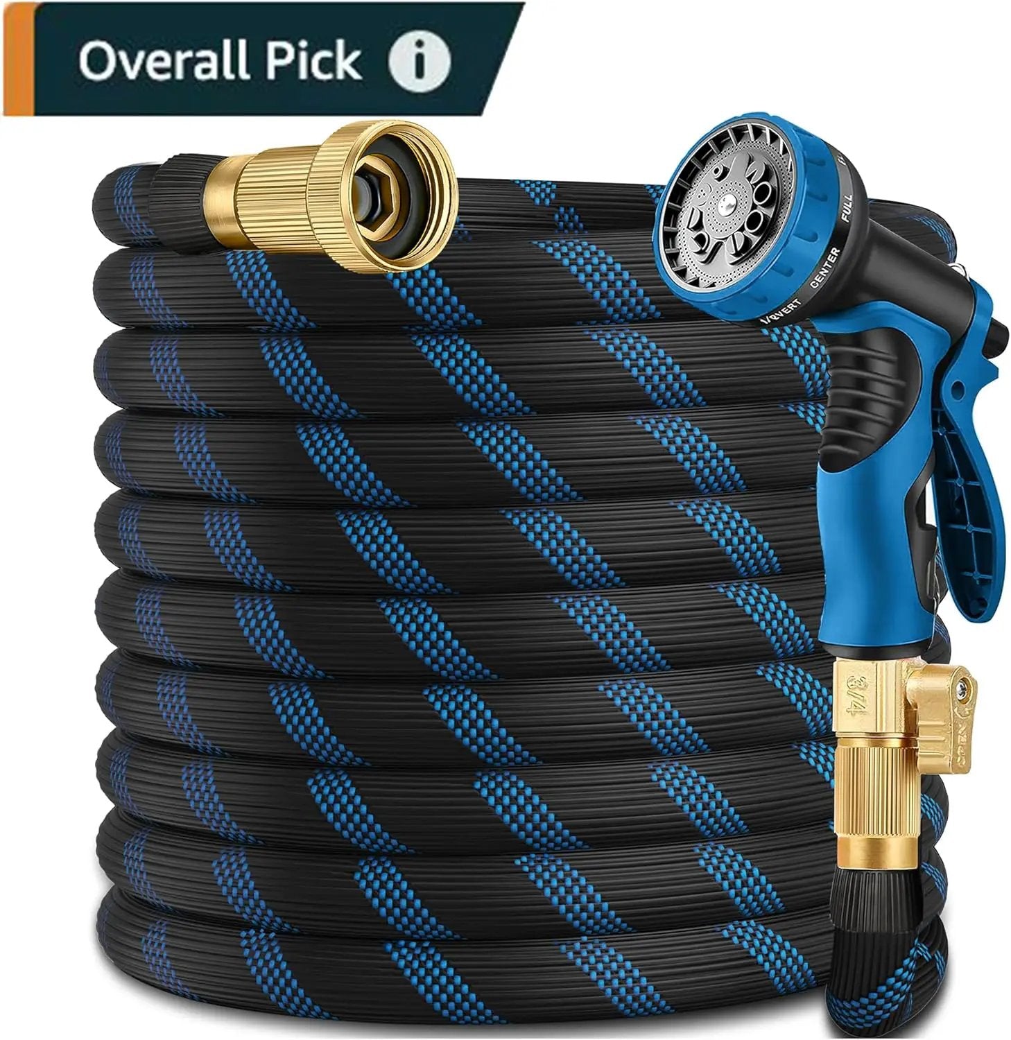 Garden Hose 75 ft -Heavy Duty Water Hoses - Flexible&Lightweight Car Washing Pipe with Stainless Steel Strain Reliefs,Kink-free Rubber Hoses with Spray by GreenHaven Gardens