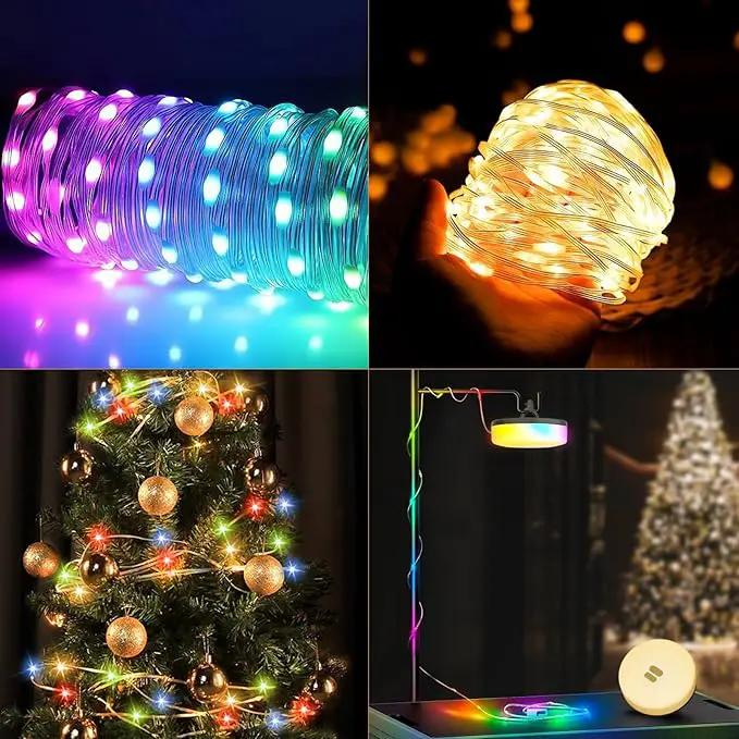 Camping String Lights, 4 in 1 Quick Storage 32.8FT Rechargeable Tent Lights with 9 Modes Hanging Waterproof Camp Lamp Camping Essentials for AwnTent Hiking Garden Bedroom Festival(Warm +RGB)-2Pack by GreenHaven Gardens