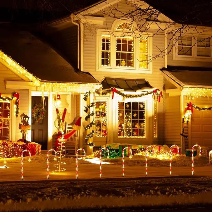 22" Candy Cane Lights Outdoor Pathway 2PK 24 PCS Candy Cane Christmas Decorations 8 Modes Solar Candy Cane Lights with Star Total 25FT Christmas Pathway Lights Outdoor for Xmas Yard Garden Walkway by GreenHaven Gardens