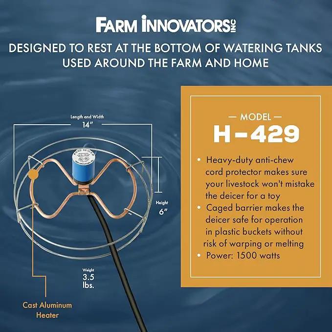 Farm Innovators 1500 Watt Cast Aluminum Submergible Water Tank Heater Deicer with Self Regulating Thermostat for Farm and Home, Silver by GreenHaven Gardens